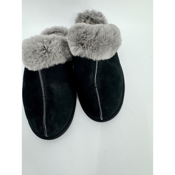 Ugg Scuffette II Slipper Black Suede Genuine Shearling Lined Women's 8 - Picture 4 of 12